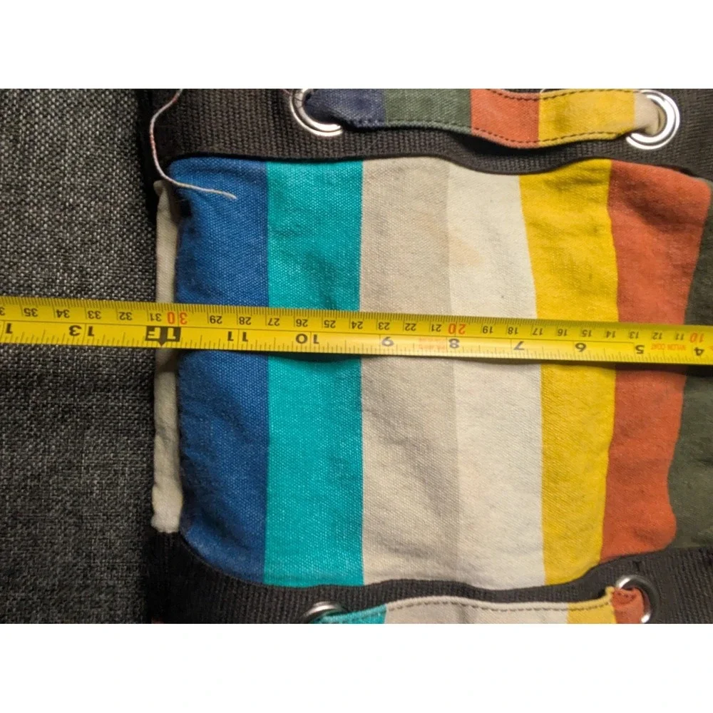 ROXY Y2K Multicolor Striped Canvas Beach Tote Carry Shoulder Strap Bag